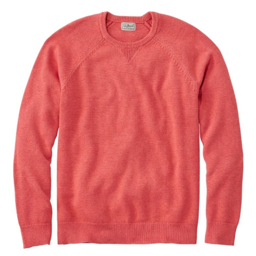 LL Bean Men's Wicked Soft Cotton Cashmere Sweater Crewneck Sz L Preppy Coastal